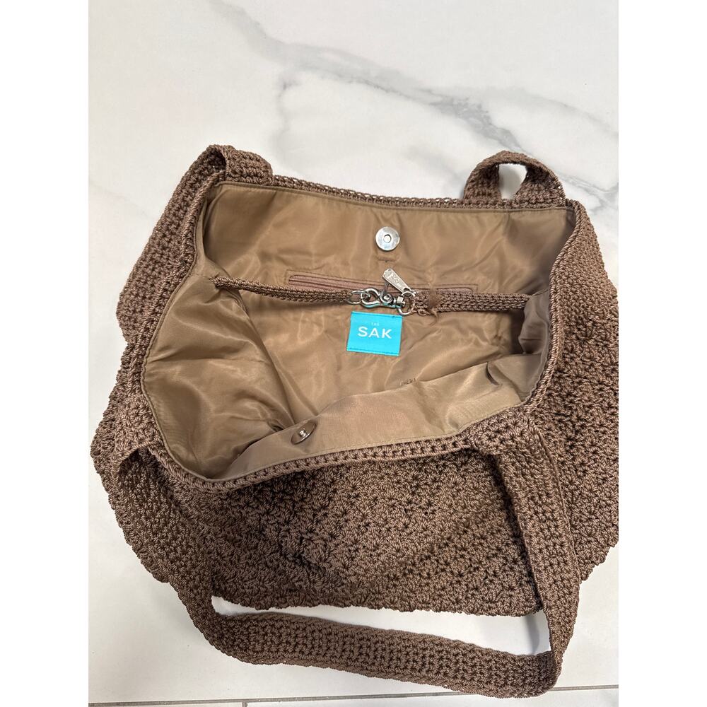 The SAk Brown Crochet Shoulder Purse Handbag Bag - Picture 10 of 15